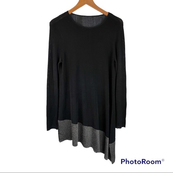 Eileen Fisher Asymmetrical Tunic Sweater Top M Black - Picture 4 of 7